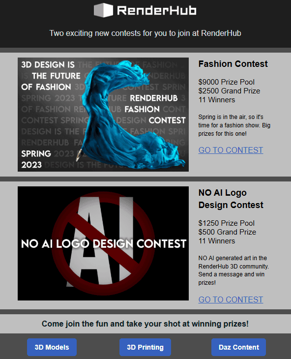 New contest email blast