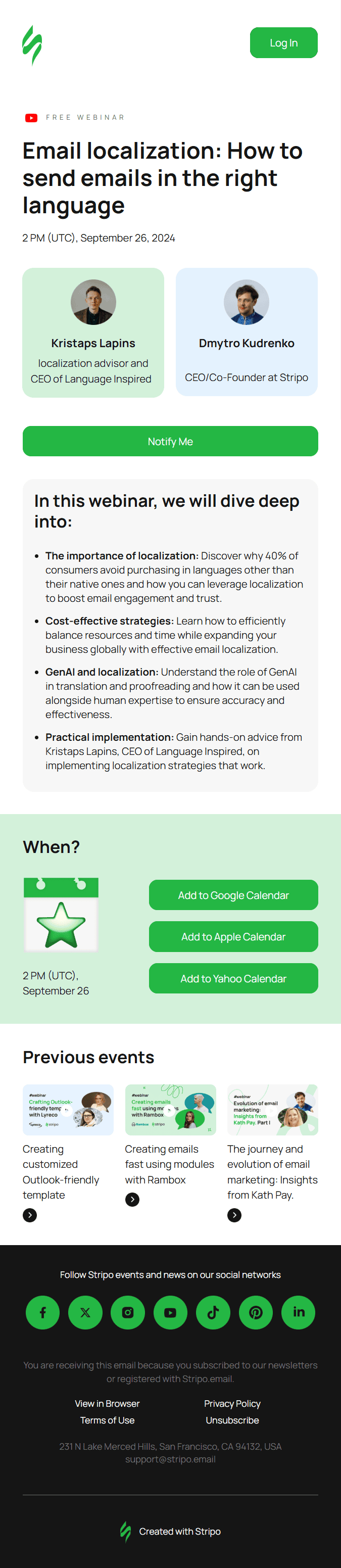 Webinar email invitation example for AI Assistant