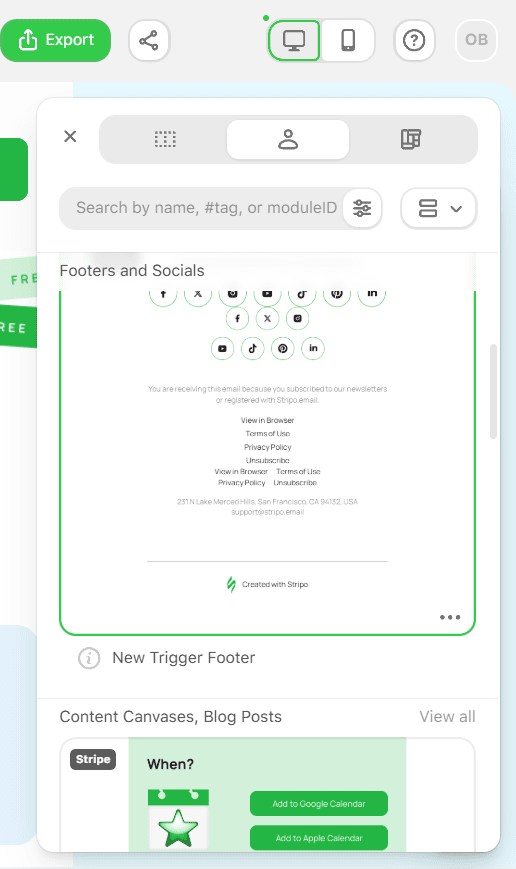 Example of creating email with modules