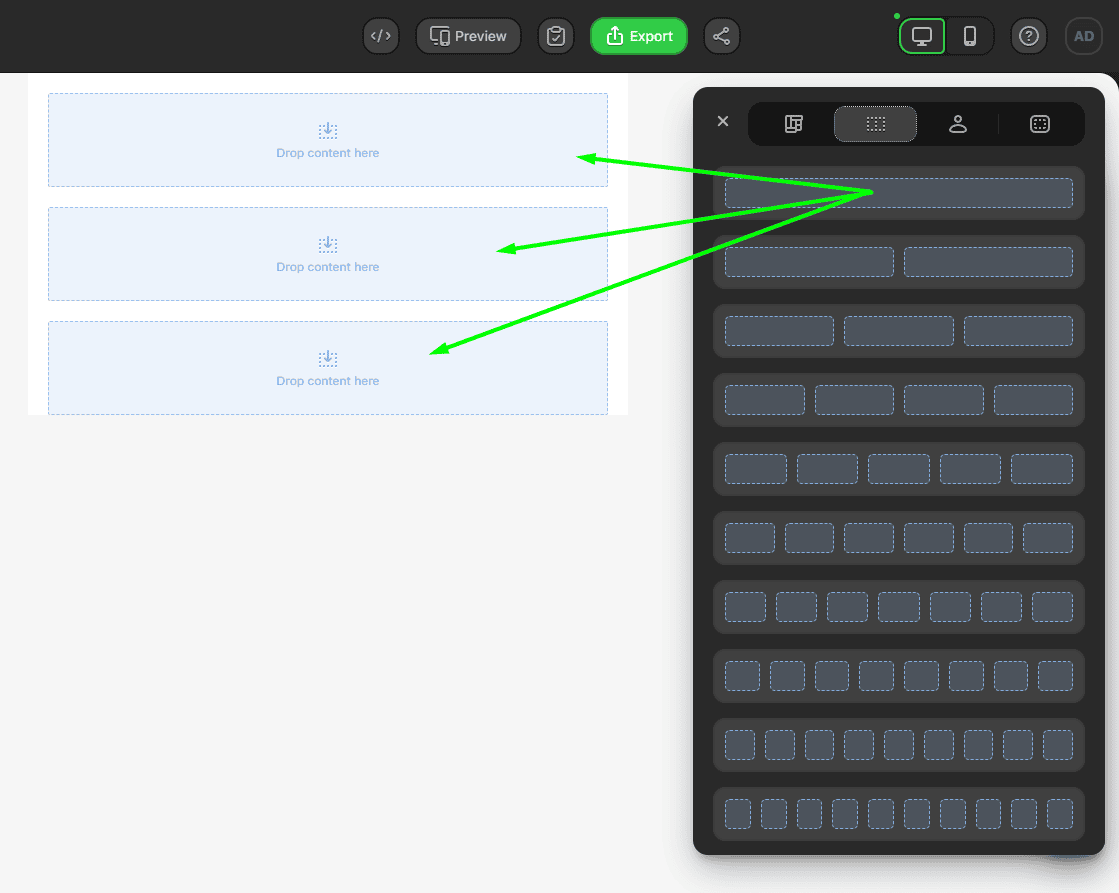 Adding layouts to the editor