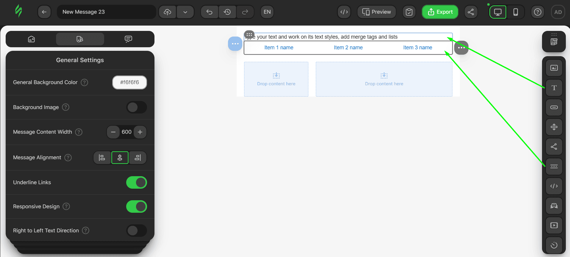 Adding Text and Menu blocks