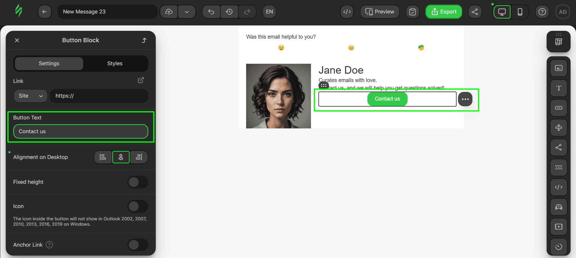 Adding text to the button