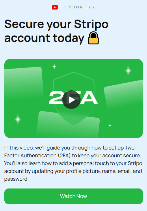 An example of opening email in the onboarding series