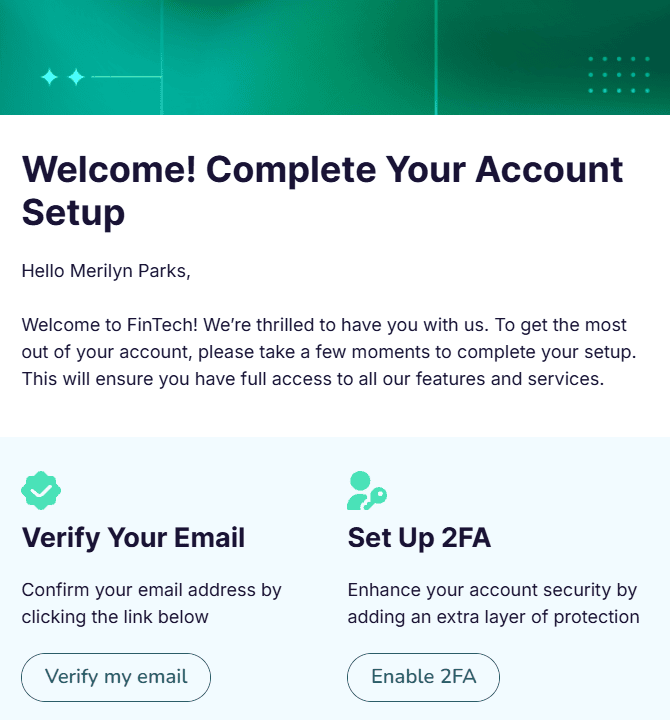 An example of an onboarding email template