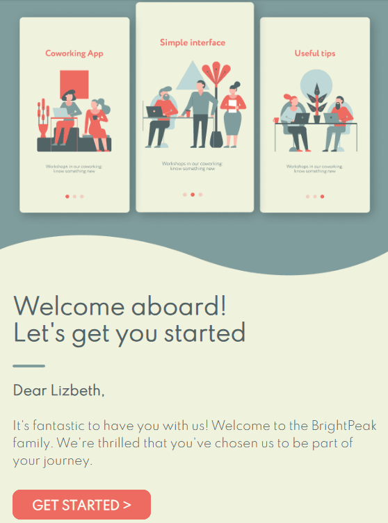 An example of an onboarding email template