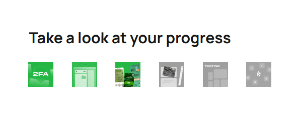 An example of the progress bar in the onboarding email template