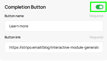 Completion button settings