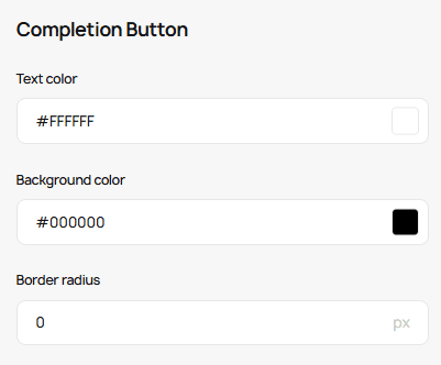 Completion button settings