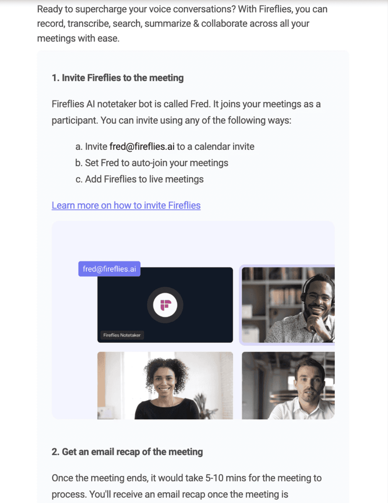 Drip email campaign example from Fireflies