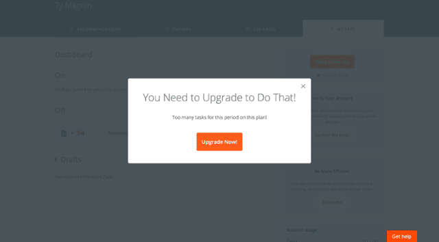 Upsell in-app message from Appcues
