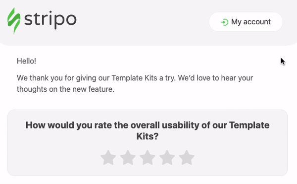 Calificaciones de estrellas y NPS encuestados integrados en correos electrónicos Calificaciones de estrellas y NPS encuestados integrados en correos electrónicos