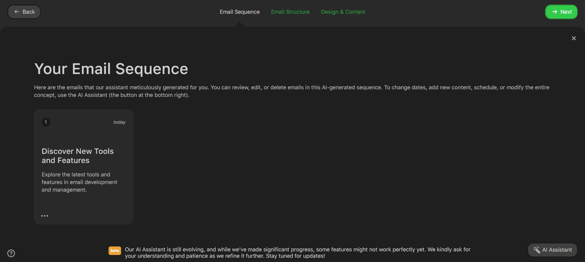 Email sequence step