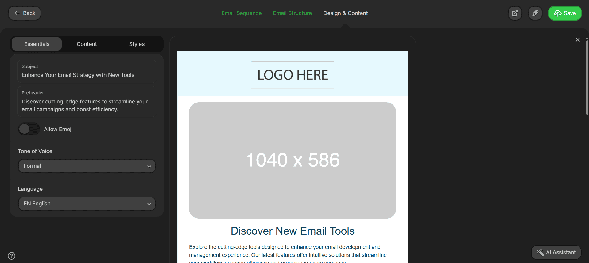 Design and content step