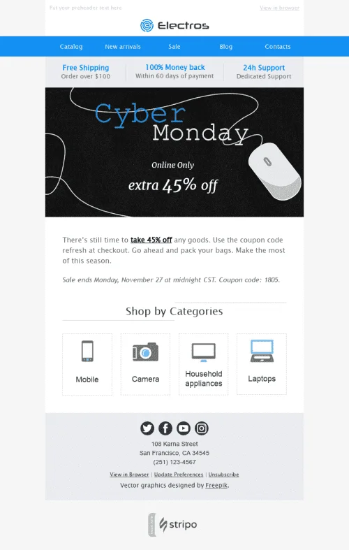 1196-Stripo-Gadgets-Holiday-newsletter-Cyber-Monday-email-web