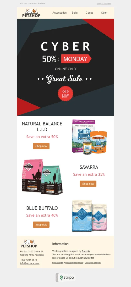 1419-Stripo-Pets-Holiday-newsletter-Cyber-Monday-Delicious-Set-email-web