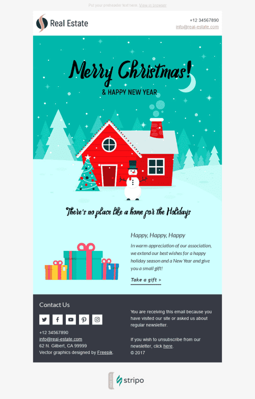 Christmas Email Template "Lovely Night" for Real Estate industry desktop view Christmas Email Template "Lovely Night" for Real Estate industry desktop view