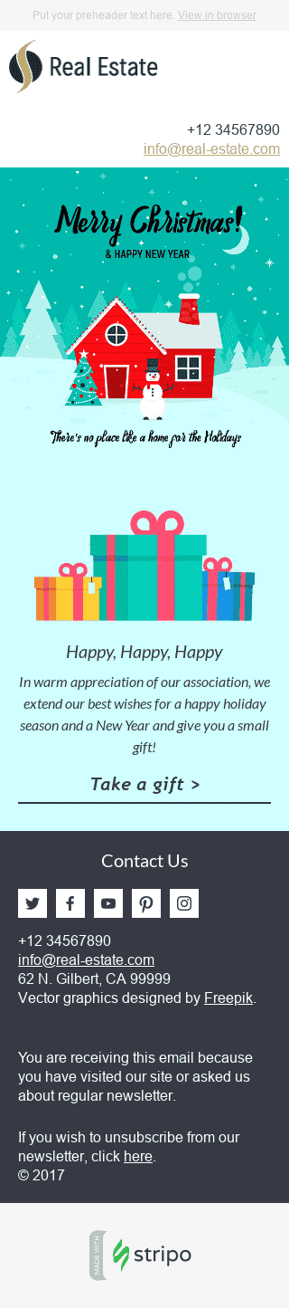Christmas Email Template "Lovely Night" for Real Estate industry mobile view Christmas Email Template "Lovely Night" for Real Estate industry mobile view