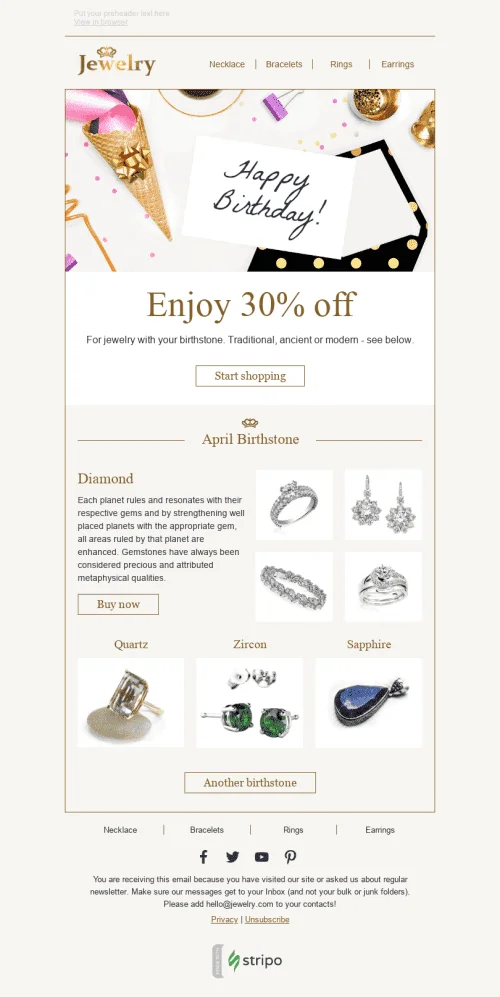 7299-Stripo-Jewelry-Holiday-newsletter-Happy-Birthday-Talisman-email-web