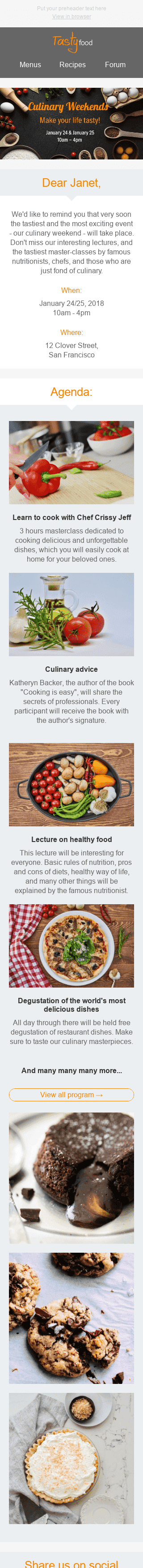 Culinary Weekend Email Template by :full_name — Stripo.email