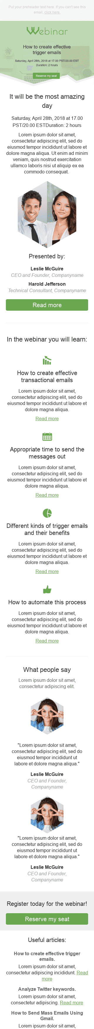 Promo Email Template "Amazing Chance" for Webinars industry mobile view Promo Email Template "Amazing Chance" for Webinars industry mobile view