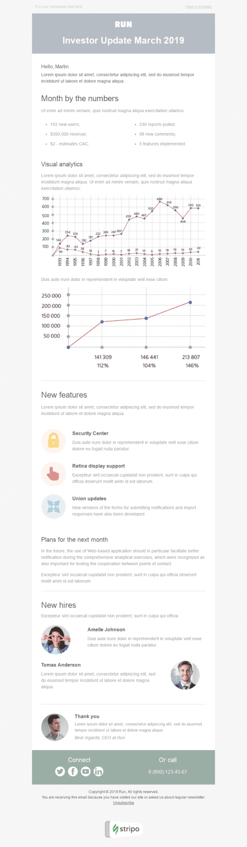 Software Update Email Example Investor Monthly Update Email Template by Stripo.email