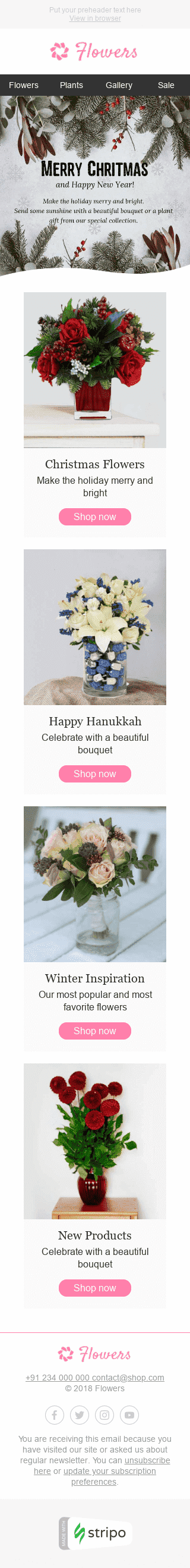 Christmas Email Template "Winter Inspiration" for Gifts & Flowers industry mobile view Christmas Email Template "Winter Inspiration" for Gifts & Flowers industry mobile view