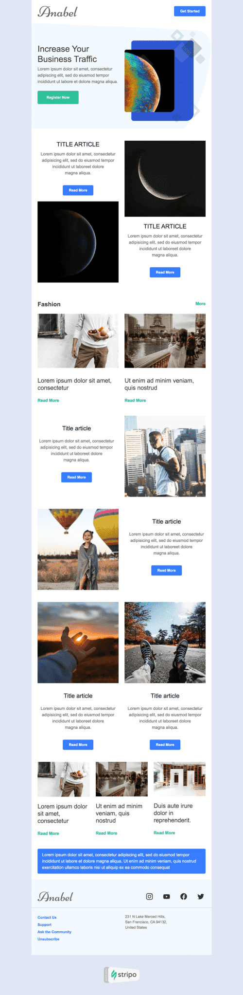 Promo Email Template «Short info» for Publications & Blogging industry mobile view