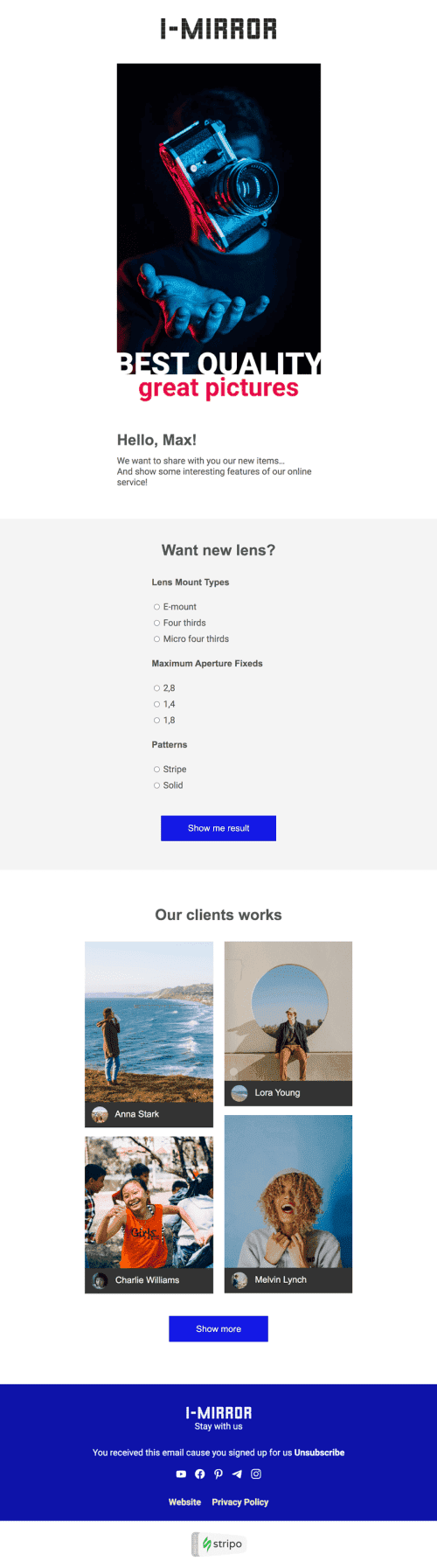 Promo Email Template «Photo of the day» for Photographer industry mobile view