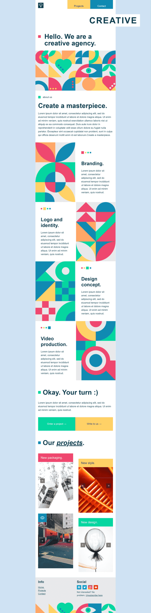 Promo Email Template «Creative agency» for Design industry mobile view