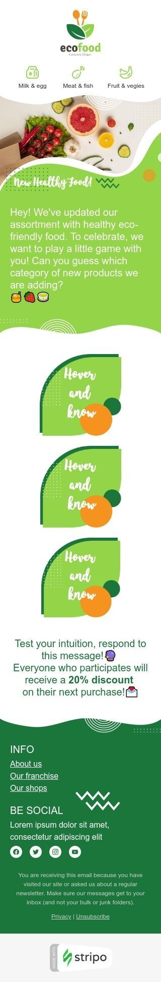 Promo Email Template «Healthy food» for Organic & Eco Goods industry mobile view Promo Email Template «Healthy food» for Organic & Eco Goods industry mobile view