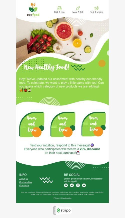 Promo Email Template «Healthy food» for Organic & Eco Goods industry desktop view Promo Email Template «Healthy food» for Organic & Eco Goods industry desktop view