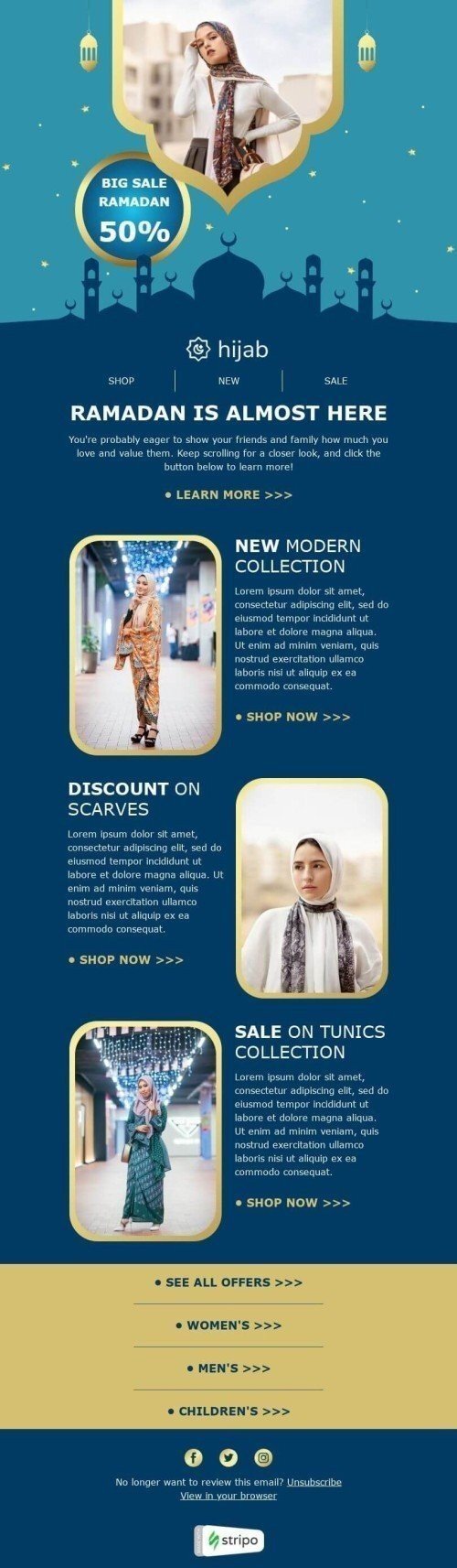 Ramadan Email Template "Hijab sale" for Fashion industry desktop view Ramadan Email Template "Hijab sale" for Fashion industry desktop view