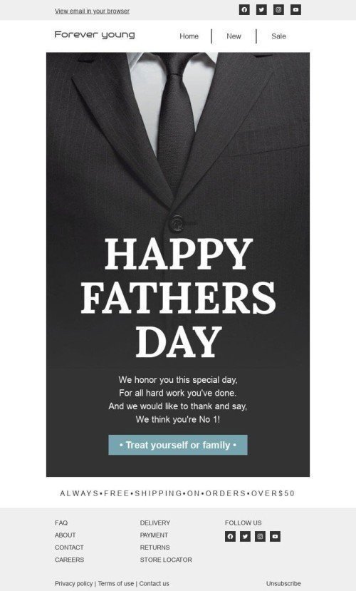 Father’s Day Email Template «Men's suit» for Fashion industry desktop view Father’s Day Email Template «Men's suit» for Fashion industry desktop view