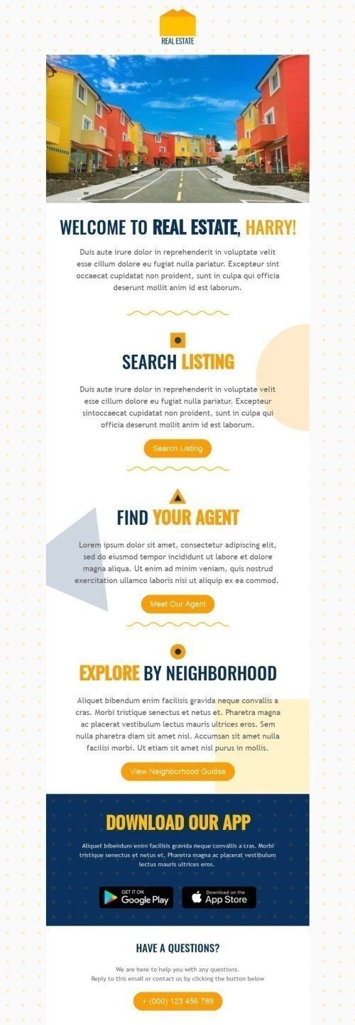 Welcome Email Template «Find your agent» for Real Estate industry mobile view