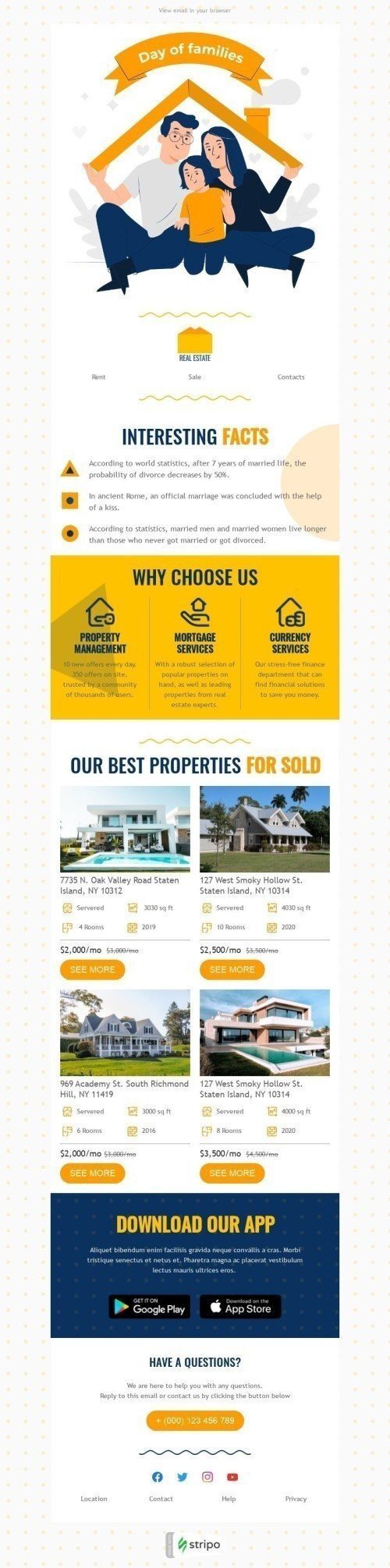 International Day of Families Email Template "For sold" for Real Estate industry mobile view