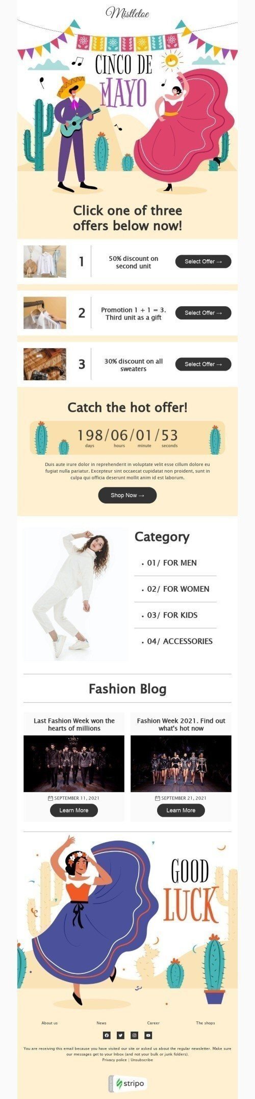 Cinco de Mayo Email Template "Find out what's hot now​" for Fashion industry mobile view