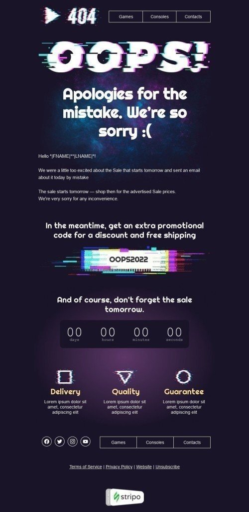 Apology Email Template "Apologies for the mistake" for Gadgets industry mobile view