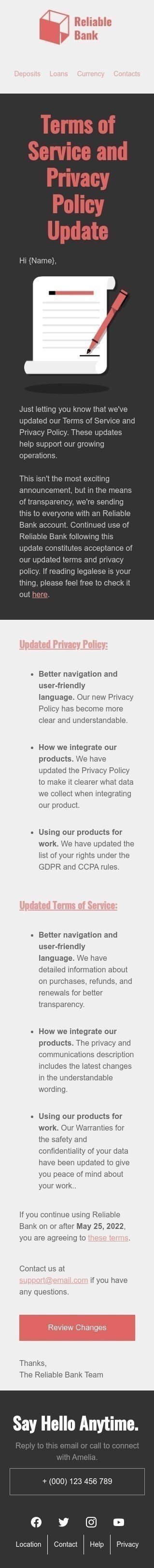Terms of Service and Privacy Policy Update Email Template by Stripo.email