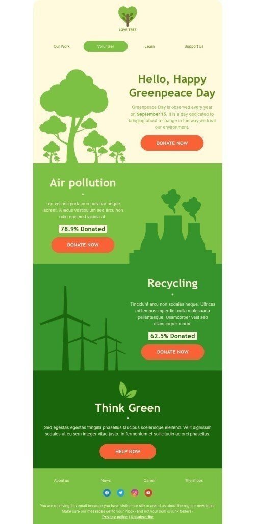 Greenpeace Day Email Template "Happy Greenpeace Day" for Nonprofit industry mobile view