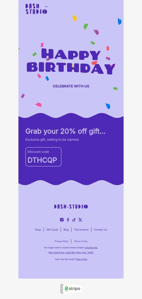 Birthday email template "Exclusive gift" for software & technology industry mobile view
