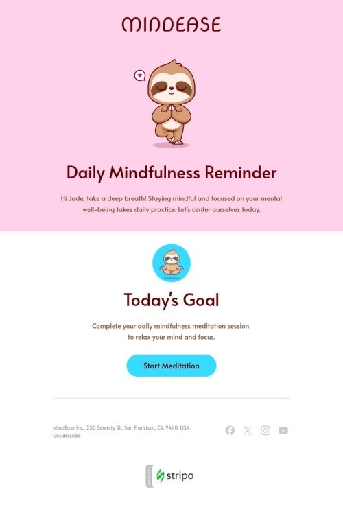 Activity reminder email template "Today's Goal" for health and wellness industry mobile view